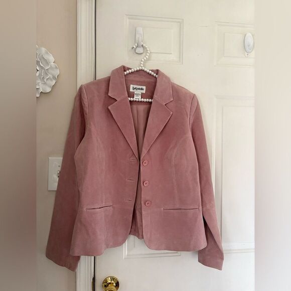 VTG Bagatelle Pale Pink Suede Blazer Size 16 L/XL - Picture 2 of 16